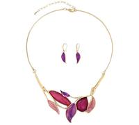 Mycitta Vintage Chunky Statement Jewelry Set Retro Leaf Floral Geometric Bohemian Boho Bib Necklace Earring Set Fashion Costume Jewelry for Women Girls Wedding Party Prom Unique Gift, Metal, Cubic