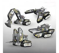 Mycketop 4in1 Construction Vehicle Building Set, 2.4GHz Remote Control STEM Toy with 176 Pieces, Educational Engineering Kits for Kids, for Birthday, Children's Day, White