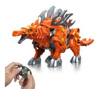 Mycketop Assemblable RC Dinosaur Toy, Remote Control Walking Mecha Dinosaur with Sound, STEM DIY Stegosaurus Kit, Birthday Gift for Boys Girls Kids, Cool Dino Toys for Stegosaurus Lovers