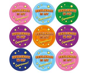 MyClassroom Resilience is my Superpower Reward Stickers - 144 Count, White, Paper, Indoor Use, Empowerment Theme, Resilience Superhero, Round, Solid Pattern, 30mm, 6 Sheets