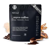 myco:soul Organic Mushroom Coffee with Lion’s Mane, Chaga & Cordyceps - Ground Mushroom Coffee - Organic FairTrade Arabica for Focus, Energy & Clarity - Smooth Dark Roast, 15 Servings - 225g