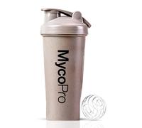 MycoPro Protein Shaker Bottle 600ml | Ideal for Protein Shakes and Powder Supplements | Tight Fitting Screw Lid and Flip Top | Biodegradable 50% Wheat Straw Plastic Gym Bottle | Mushroom Beige