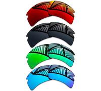 MYCOURAG 4 Pairs Replacement Lenses for Oakley Flak 2.0 XXL OO9488 63mm Sunglasses - Solid Black+Emerald+Ice Blue+Fire Red