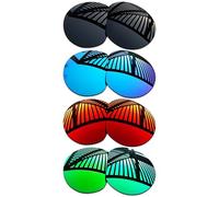 MYCOURAG 4 Pairs Replacement Lenses for Oakley Meta HSTN OW8002 51mm Sunglasses - Solid Black+Emerald+Ice Blue+Fire Red