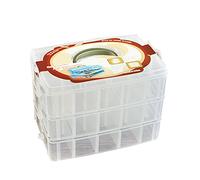 MyCozy Christmas 3-layersTree Bauble Decorations Baubles Ornament Storage Box Handle Transparent Ornaments Cube Lid Container Fabric Xmas Ball Accessories with Labeling Card Slot (White)