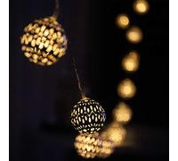 myCozyLite LED Globe Fairy Lights, Silver Moroccan Globe, Delicate Light Pattern, Warm White, Battery Operated, 20 3 Meters, Indoor and Outdoor Use