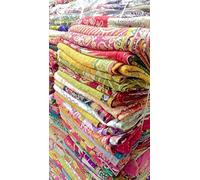 Mycrafts Indian Wholesale Kantha Quilt Lot 5 PCs Tribal Kantha Quilt Vintage Handmade Blanket Patch Kantha Throw Hippie Bohemian Old Saree Made Kantha Rally Twin
