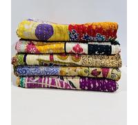 Mycrafts Vintage Indian Quilt Handmade Bedspreads, Whole Kantha Lot,Throws,Ralli,Reversible Bohemian Home Decor Cotton Blanket Gudari, Quilt for Sale - Assorted Color (Pack of 1)