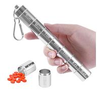 MYCreator Pill Dispenser, 7 Days Aluminum Alloy Portable Waterproof Pill Box, 7 Compartments Medicine Organizer with Keychain and Carabiner