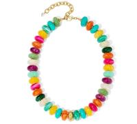 MYCUTEY Chunky Colorful Beaded Necklace for Women Trendy Boho Statement Necklace with Flat Rainbow Beads Adjustable Choker Necklaces Summer Beach Jewelry Gifts