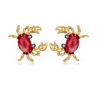 MYCUTEY Crab Starfish Shell Fish Earrings For Women Chunky Beach Earrings Unique Ocean Animal Studs Statement Summer Beach Jewelry Gifts, Brass, No Gemstone