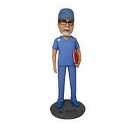 mydedor Custom Bobble-Heads Figurine: Doctor in Surgical Gown - Handmade Bobble Head Birthday Gift for Dad, Colleague, Friend