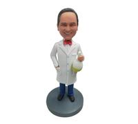 mydedor Custom Bobblehead, 3D Figurine from Photo, Bobbleheads Scientist in Lab Coat with Chemistry Flask, Personalized Hand-Made Collectible, Gifts for Science Lovers Lab Workers Desk Home Decor