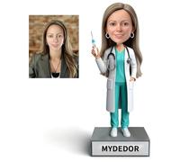 mydedor Custom Dentist Bobblehead - Personalized Dental Doctor Figurine in White Coat from Your Photo, Handmade Sculpture for Graduation, Retirement Gift, Dental Office Decor