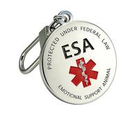 MYDEERYOO Emotional Support Animal ESA Dog ID Tag, Double Side Engraved Protected Under Federal Law with Medical Alert Symbol Easily Attach to Dog Collar, Harness or Vest (S)