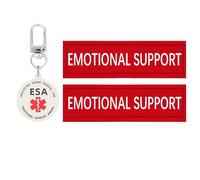 MYDEERYOO Emotional Support Dog Patches 2 pcs, ESA ID Tag Easily Attach to Dog Collar, Harness (Red Medium)