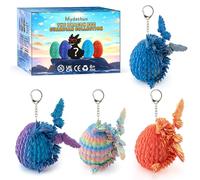 Mydethun 3D Printed Dragon 4 Pack Mini - Multi-Color Dragon Toy Set for Sensory Toys, Autism Toys, Stress Relief Gifts - Flying Dragons with Keychains - Perfect for Fidgeting Kids 5-7