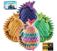 Mydethun 3D Printed Dragon Dragon Toys Articulated with 27 Joints, for Teen Boys, Collectible Fidget Desk & Shelf Decor, 4 Mystery Eggs for Classroom Rewards