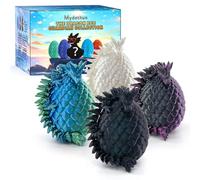 Mydethun 3D Printed Dragon, Sensory Toy Set - Dragon Toy, Autism Fidget Toys, Stress Relief Gifts, Dinosaur Toys for Kids 5-7, Collectible Mystery Eggs - 4pcs