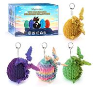 Mydethun 3D Printed Dragon Toy 4 Pack Mini Set - Sensory Fidget Toys for Kids with Autism, Stress Relief Gifts for Adults, Dinosaur Toys with Keychains Included.