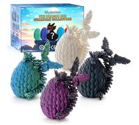 Mydethun Ember & Glacier 3D Printed Black Dragon Toy Set - 4-Pack Sensory Fidget Dragons for Kids with Autism, Stress Relief Gifts for Adults, Dinosaur Sensory Toys, Classroom or Home