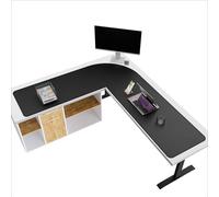 Mydours 61" x 69" x 20" L Shaped Desk Pad (Black), Extra Large Dual-Sided PU Leather Corner Desk Mat Protector for Home Office Computer Gaming