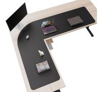 Mydours 61" x 77" x 24" L Shaped Desk Pad (Black), Extra Large Dual-Sided PU Leather Corner Desk Mat Protector for Home Office Computer Gaming