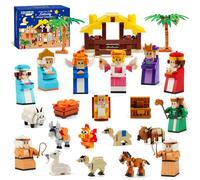 MYDOVA 2025 Advent Calendar, Nativity Building Block Set, 24 Days Countdown Calendar/Easter, Christmas, Christian Gift for Children Ages 3+, Nativity Scene Educational Toy, Home Decoration
