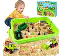 MYDOVA Farm Sensory Bin, DIY Play Sand Art Kit, All in One Magic Play Sand Set for Kids with Farm Toy Figures&Tractor Truck Playset&Multi Accessories, Fine Motor Kids Toy Gift for Girls Age 3-8