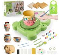 MYDOVA Pottery Wheel for Kids, Complete Pottery Painting Kit Arts and Crafts for Kids Ages 6-12 with 3 Pack Air Dry Clay&Clay Sculpting Tools&Foot Pedal USB Power&Apron, Birthday Christmas Gifts