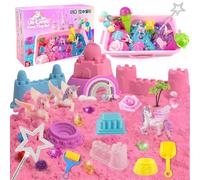 MYDOVA Unicorn Sensory Bin, DIY Play Sand Art Kit, All in One Magic Play Sand Set for Kids with Sandbox &Unicorn Figures & Castle Mold &Multi Accessory, Fine Motor Kids Toy Gift for Girls Age 3-8