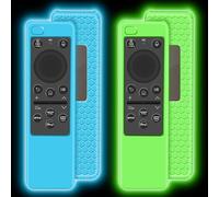 Mydrissu Silicone Protective Case for Samsung 2023 Solar Cell BN59-01432A BN59-01432J BN59-01455E Series Smart TV Remote Protector Cover Holder for Samsung TM2360E Remote (Glow Green+Glow Blue)