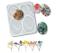 MYDUOLIA 4-Design Worry Stone Mold w/DriedFlowers Resin Yoga StressRelief | 4-design thumb worry stone mold with dried flowers - epoxy resin casting, yoga meditation, stress relief & DIY crafts.