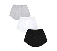 MYDUOLIA Button Shirt Extender Mini Length Tops Extension Stretch Layering Fake Top Lower Sweep, Black+white+grey, 2X-Large-3X-Large