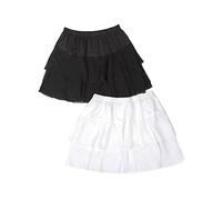 MYDUOLIA Lace Shirt Extender for Women Plus Size Underskirt Elastic Waist Half Slip Mini Skirts, Chiffon# Black White, L-x-L