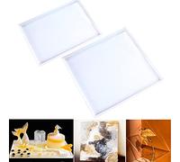 MYDUOLIA Large Silicone Resin Tray Molds Kit, 2 PCS Big and Thick Rectangle Square Agate Geode Board Molds for Serving Board Jewelry Storage Storage Tray Platter Concrete Cement Clay