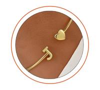 MYDYYO A gift for a young girl - an open, gold-colored, heart-shaped bracelet adorned with the letters (A-Z).