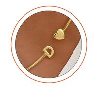 MYDYYO A gift for a young girl - an open, gold-colored, heart-shaped bracelet adorned with the letters (A-Z).