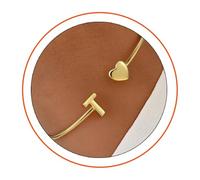 MYDYYO A gift for a young girl - an open, gold-colored, heart-shaped bracelet adorned with the letters (A-Z).