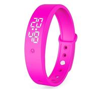 MYDZSI Vibrating Alarm Clock Watch, Washable for Sports step counter, stopwatch, vibration alarm, calorie monitoring USB Rechargeable Waterproof Alarm Bracelet Men Women(Pink)