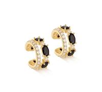 MYEARS Women Ear Cuff Earrings Gold Non Pierced Cartilage Clip on Open Wrap Split Double Hoop 14K Small Simple Hypoallergenic Everyday Jewelry, One Size, Brass Metal Yellow Gold, Cubic Zirconia