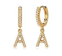 MYEARS Women Huggie Hoop Earrings Gold Initial A-Z Dangle Drop Cubic Zirconia 14K Gold Filled Small Simple Hypoallergenic Personalized Jewelry - 26 Letters, Metal, Cubic Zirconia