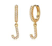 MYEARS Women Huggie Hoop Earrings Gold Initial A-Z Dangle Drop Cubic Zirconia 14K Gold Filled Small Simple Hypoallergenic Personalized Jewelry - 26 Letters, Metal, Cubic Zirconia