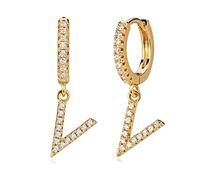 MYEARS Women Huggie Hoop Earrings Gold Initial A-Z Dangle Drop Cubic Zirconia 14K Gold Filled Small Simple Hypoallergenic Personalized Jewelry - 26 Letters, Metal, Cubic Zirconia