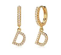 MYEARS Women Huggie Hoop Earrings Gold Initial A-Z Dangle Drop Cubic Zirconia 14K Gold Filled Small Simple Hypoallergenic Personalized Jewelry - 26 Letters, Metal, Cubic Zirconia