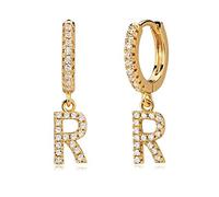 MYEARS Women Huggie Hoop Earrings Gold Initial A-Z Dangle Drop Cubic Zirconia 14K Gold Filled Small Simple Hypoallergenic Personalized Jewelry - 26 Letters, Metal, Cubic Zirconia