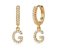 MYEARS Women Huggie Hoop Earrings Gold Initial A-Z Dangle Drop Cubic Zirconia 14K Gold Filled Small Simple Hypoallergenic Personalized Jewelry - 26 Letters, Metal, Cubic Zirconia