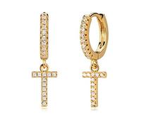 MYEARS Women Huggie Hoop Earrings Gold Initial A-Z Dangle Drop Cubic Zirconia 14K Gold Filled Small Simple Hypoallergenic Personalized Jewelry - 26 Letters, Metal, Cubic Zirconia