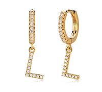 MYEARS Women Huggie Hoop Earrings Gold Initial A-Z Dangle Drop Cubic Zirconia 14K Gold Filled Small Simple Hypoallergenic Personalized Jewelry - 26 Letters, Metal, Cubic Zirconia