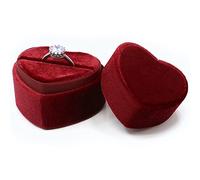 MYEBIUAI Velvet Ring Box Wine - Premium Gorgeous Heart Shape Ring Box Display Holder with Detachable Lid Ring Bearer Box for Proposal, Engagement, Wedding, Ceremony, Anniversary